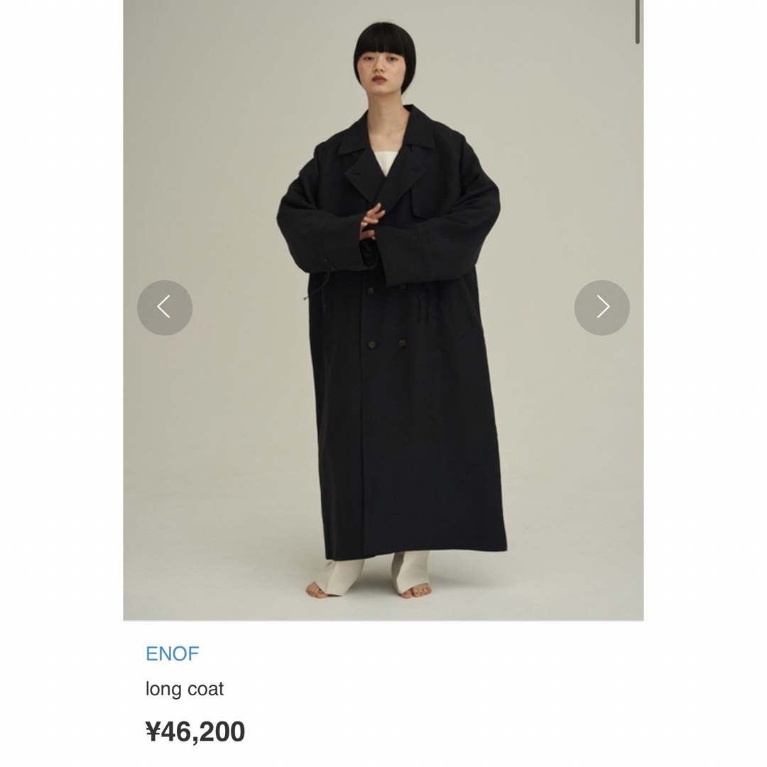 ENOF イナフ long coat ロング トレンチ コート ブラック 黒 Lの ENOF イナフ long coat ロング トレンチ コート ブラック 黒 Lの