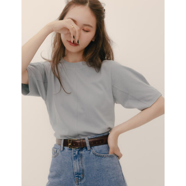 RANDEBOO Minimal puff tee (Blue) レディースのトップス(Tシャツ(半袖/袖なし))の商品写真