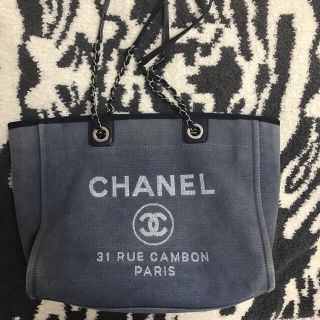 シャネルCHANEL＊紺布製トートバッグ＊綺麗め