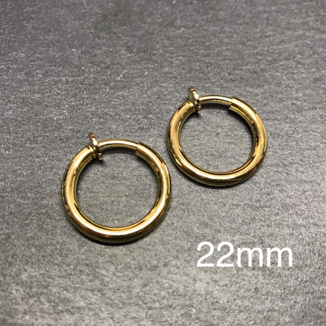 フェイクピアス フープピアス メンズ レディース ゴールド 22mm A038 メンズのアクセサリー(ピアス(両耳用))の商品写真