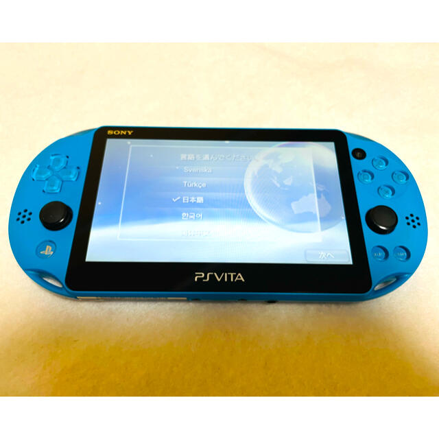 PlayStation Vita(プレイステーションヴィータ)の☆美品☆ PSVita PCH-2000 ZA23 本体 アクアブルー 画面無傷 エンタメ/ホビーのゲームソフト/ゲーム機本体(家庭用ゲーム機本体)の商品写真