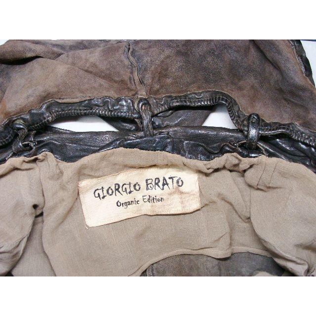 ジョルジオブラット羊皮革シープ皺加工レザーフードパーカーライダースジャケット４８素材