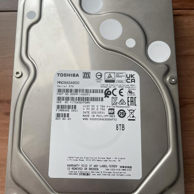 東芝(トウシバ)の東芝製HDD MN08ADA800/JP 価格コム連動最安値(-2000円) スマホ/家電/カメラのPC/タブレット(PCパーツ)の商品写真