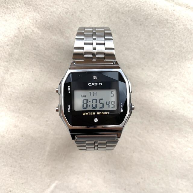 美品☆カシオCASIO A159WAD 腕時計 カットガラス 天然ダイヤ - 腕時計 