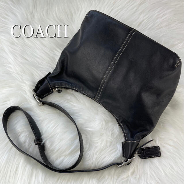 COACH(コーチ)のcoach コーチ　ショルダーバッグ　黒　ブラック　レザー　本革 レディースのバッグ(ショルダーバッグ)の商品写真