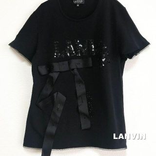 ランバンコレクション(LANVIN COLLECTION)の【Lanvin collection】リボン スパンコール チュール カットソー(カットソー(半袖/袖なし))