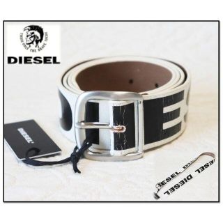 【新品】ディーゼル DIESEL　ベルト　ホワイト　100　タグ付きダメージ加工