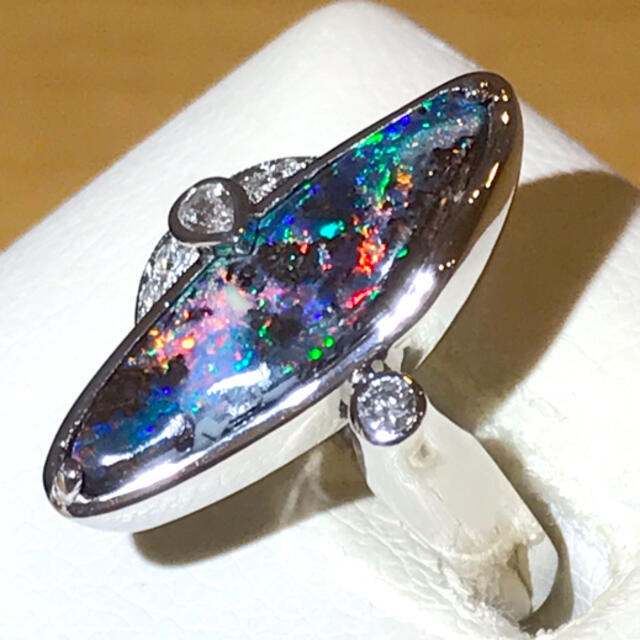 ☆Pt900 ボルダーオパール5.44ct&ダイヤデザインリング☆ レディースのアクセサリー(リング(指輪))の商品写真