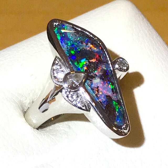 ☆Pt900 ボルダーオパール5.44ct&ダイヤデザインリング☆ レディースのアクセサリー(リング(指輪))の商品写真