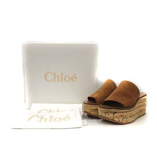 クロエ CHLOE CAMILLE サンダル サボ ウエッジソール 38 茶色 - サンダル