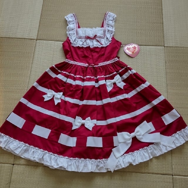 BABY,THE STARS SHINE BRIGHT(ベイビーザスターズシャインブライト)のFallin'Ribbon JSK エンジ レディースのワンピース(ひざ丈ワンピース)の商品写真