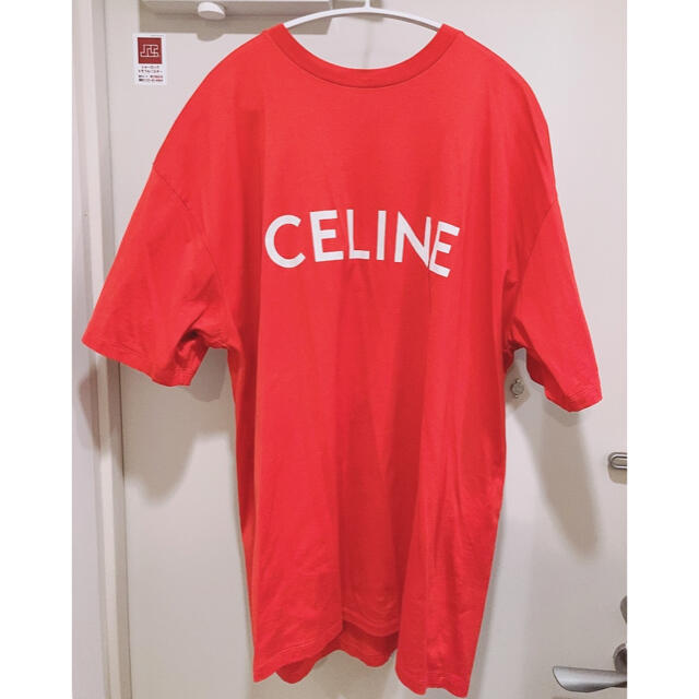 CELINE ロゴ オーバーサイズ Tシャツ XL 赤 | フリマアプリ ラクマ