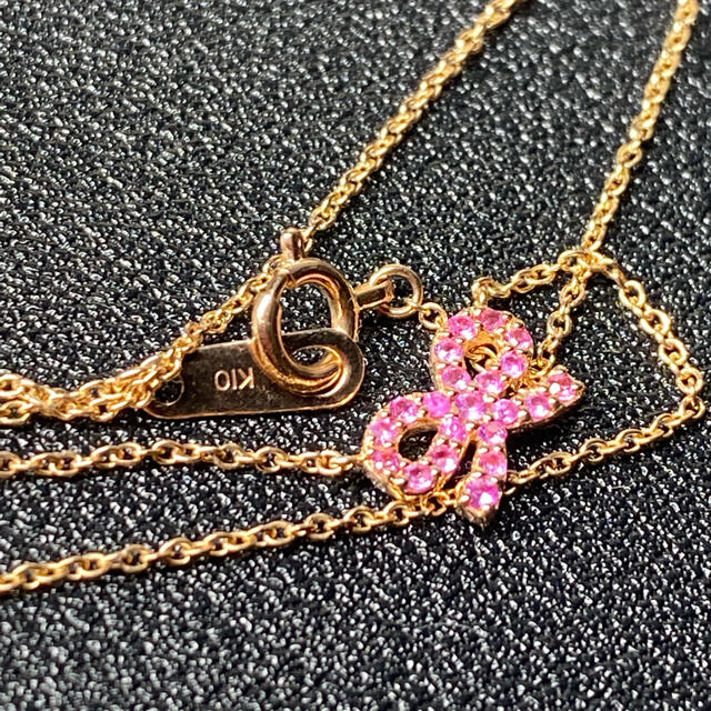 美品/ESTELLE/エステール/リボンモチーフネックレス/ルビー/K10 美品/ESTELLE/エステール/リボンモチーフネックレス/ルビー/K10