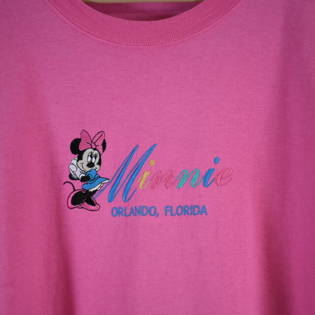 Disney(ディズニー)のDisney ピンク 刺繍ロゴTシャツ ミニー オーバーサイズ かわいい メンズのトップス(Tシャツ/カットソー(半袖/袖なし))の商品写真
