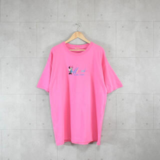 ディズニー(Disney)のDisney ピンク 刺繍ロゴTシャツ ミニー オーバーサイズ かわいい(Tシャツ/カットソー(半袖/袖なし))