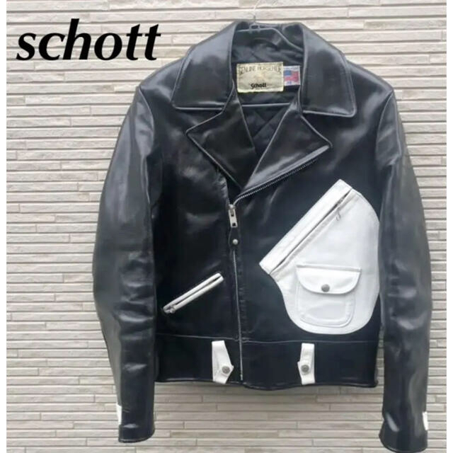 schott - 最終価格 ショット 白黒 ６５４Ｈ 馬革 ホースハイドDポケ