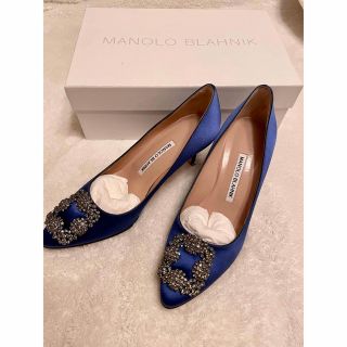 マノロブラニク(MANOLO BLAHNIK)のぽん様専用　マノロブラニク　ハンギシ　ブルー(ハイヒール/パンプス)