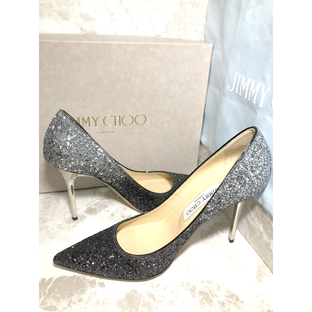 JIMMY CHOO(ジミーチュウ)の【極美品】ジミーチュウ　23.5cm  パンプス　ブラック　グリッター レディースの靴/シューズ(ハイヒール/パンプス)の商品写真