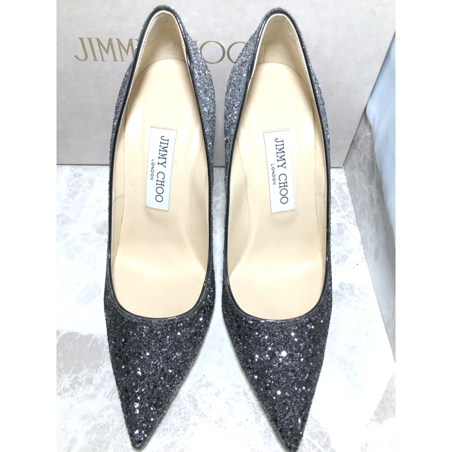 JIMMY CHOO(ジミーチュウ)の【極美品】ジミーチュウ　23.5cm  パンプス　ブラック　グリッター レディースの靴/シューズ(ハイヒール/パンプス)の商品写真