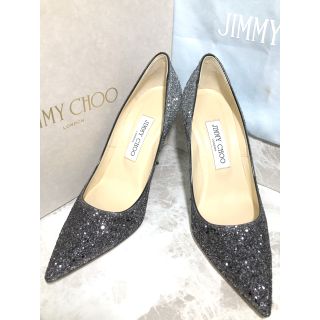 ジミーチュウ(JIMMY CHOO)の【極美品】ジミーチュウ　23.5cm  パンプス　ブラック　グリッター(ハイヒール/パンプス)