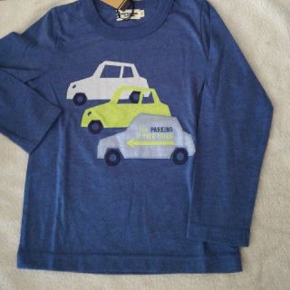 ニットプランナー(KP)の新品　KPBoy ブルー車柄プリント&刺繍長袖Tシャツ100cm(Tシャツ/カットソー)