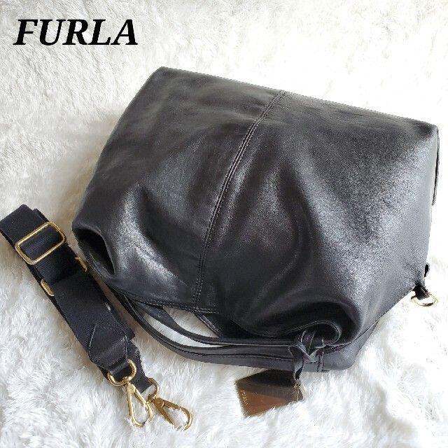 【極美品】FURLA 2way ショルダーバッグ ハンドバッグ レザー ブラック