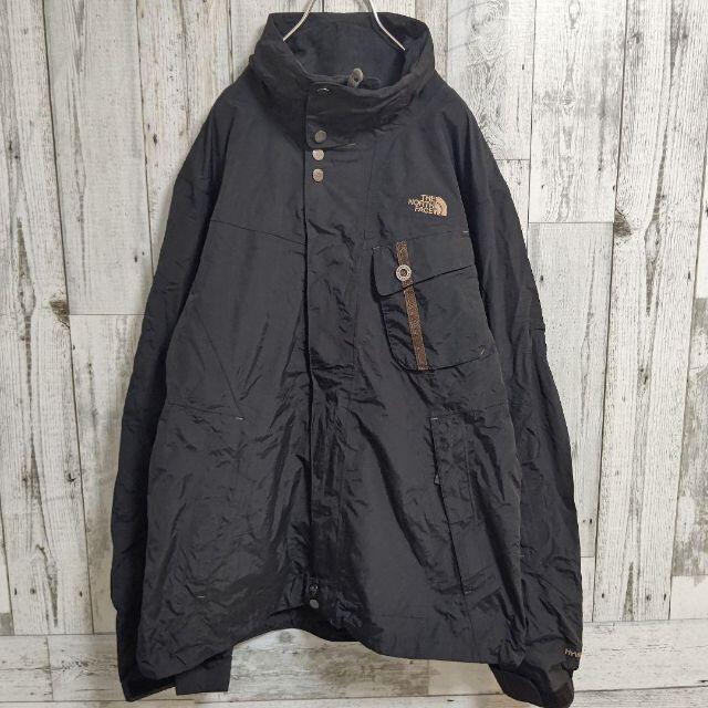 美品US規格ノースフェイスナイロンジャケットハイベント刺繍ロゴブラック（黒）XLジャケット