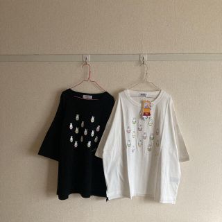 シマムラ(しまむら)のミッフィーいっぱいTシャツ・しまむら・3Lサイズ・白・黒・2点セット(Tシャツ(半袖/袖なし))