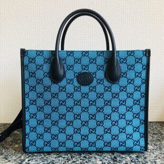 グッチ(Gucci)の☆GUCCI  グッチ  マルチカラー　スモールトートバッグ　2way  ブルー(トートバッグ)