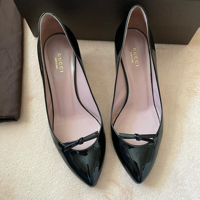 simba様専用!2点☆美品☆GUCCI☆パンプス☆36 1/2☆黒☆エナメル