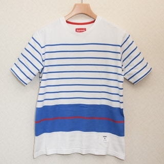 シュプリーム(Supreme)のSupreme ボーダーTシャツ Border Tee white blue(Tシャツ/カットソー(半袖/袖なし))