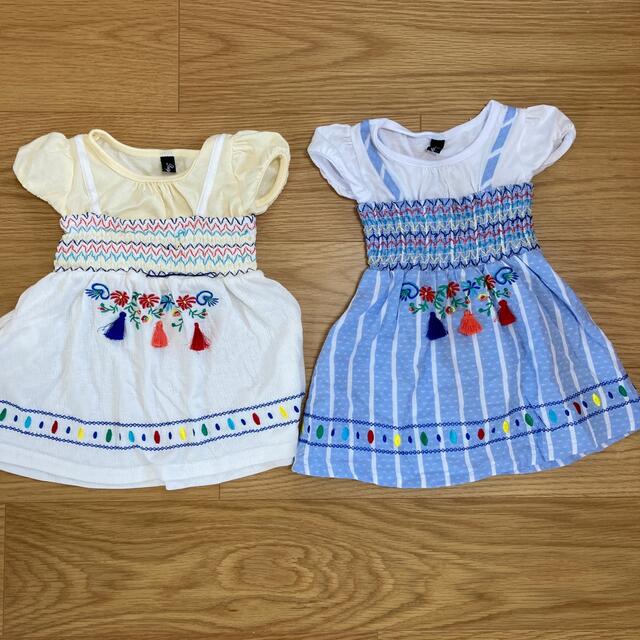 美品　ワンピース　双子セット キッズ/ベビー/マタニティのキッズ服女の子用(90cm~)(ワンピース)の商品写真