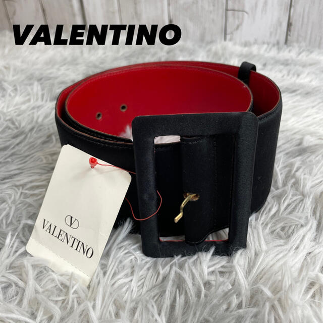 ●未使用●VALENTINO ヴァレンティノ　太ベルト　ブラック×レッド