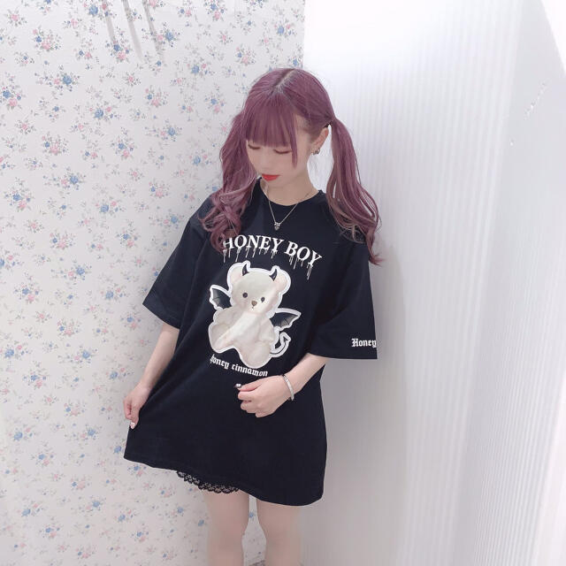 honey    cinnamon  ハニーシナモン BIG Tシャツ ブラック