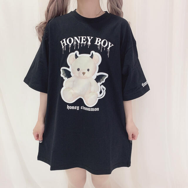 honey    cinnamon  ハニーシナモン BIG Tシャツ ブラック