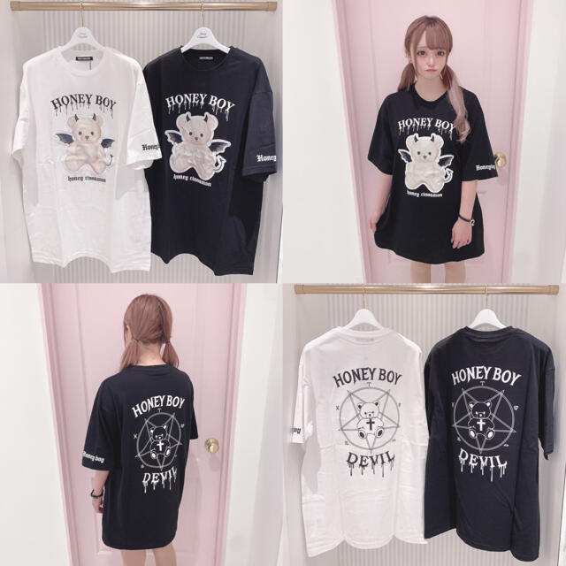 Honey Cinnamon(ハニーシナモン)のHONEY CINNAMON デビルシナモン　Tシャツ ブラック　悪魔　 レディースのトップス(Tシャツ(半袖/袖なし))の商品写真