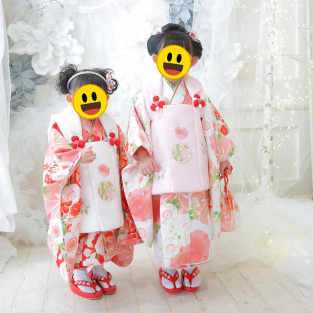 【訳あり】3歳被布セット♡京都花ひめ♡七五三♡赤 キッズ/ベビー/マタニティのキッズ服女の子用(90cm~)(和服/着物)の商品写真