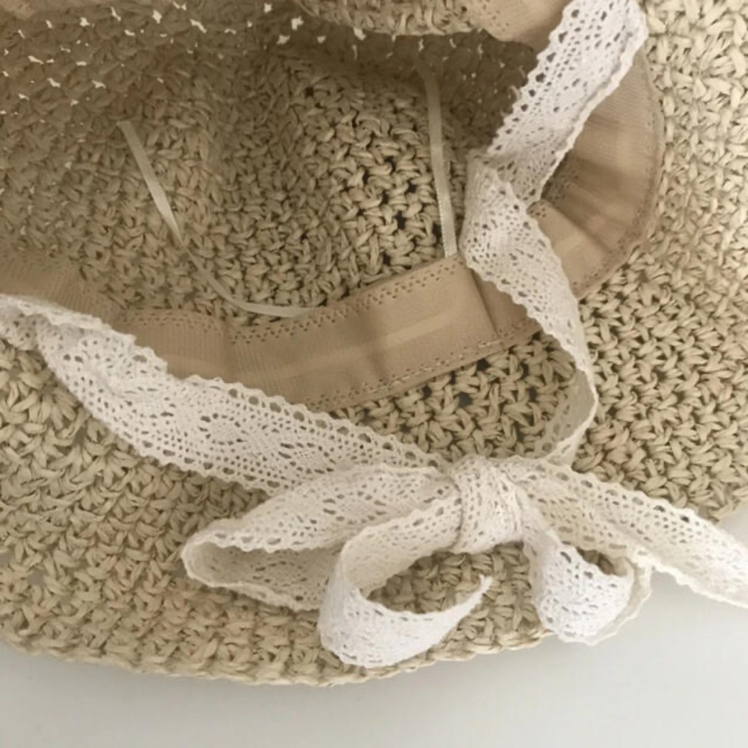 ZARA KIDS(ザラキッズ)のlace ribbon rafia hat キッズ/ベビー/マタニティのこども用ファッション小物(帽子)の商品写真