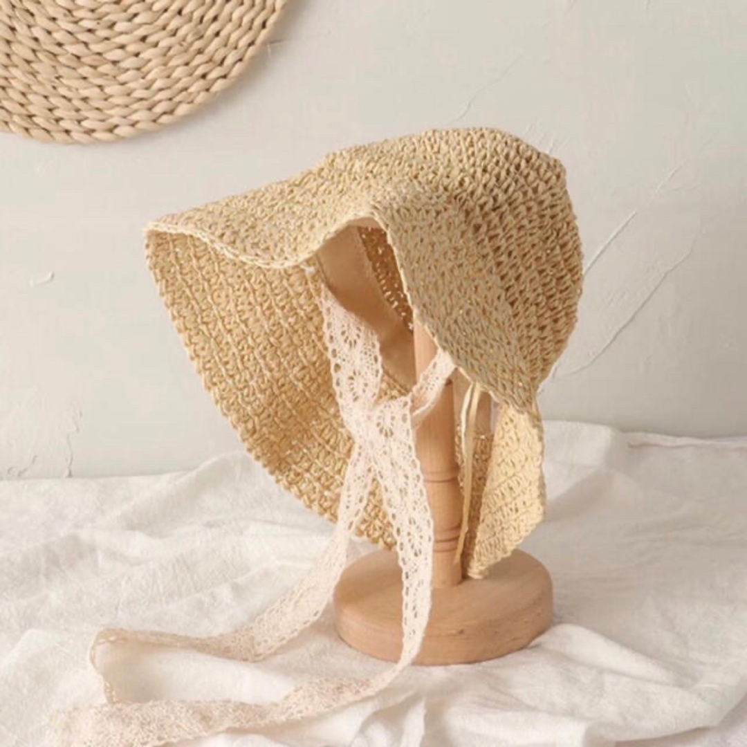 ZARA KIDS(ザラキッズ)のlace ribbon rafia hat キッズ/ベビー/マタニティのこども用ファッション小物(帽子)の商品写真