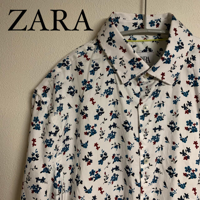 ZARA(ザラ)のZARA ザラ　総柄　花柄　シャツ　長袖　模様　白　赤　青　メンズ メンズのトップス(シャツ)の商品写真