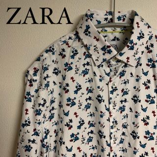 ザラ(ZARA)のZARA ザラ　総柄　花柄　シャツ　長袖　模様　白　赤　青　メンズ(シャツ)