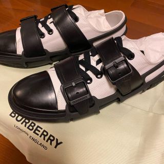 バーバリー(BURBERRY)のBURBERRY   靴　コットンandレザー　ウェッブスニーカー(スニーカー)