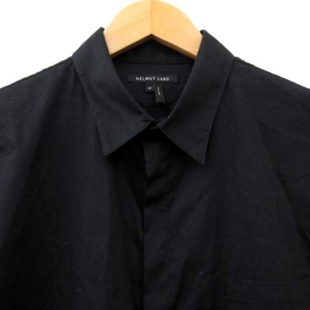 HELMUT LANG(ヘルムートラング)のヘルムートラング シャツ 半袖 ドルマンスリーブ 比翼ボタン 無地 黒 M レディースのトップス(シャツ/ブラウス(半袖/袖なし))の商品写真