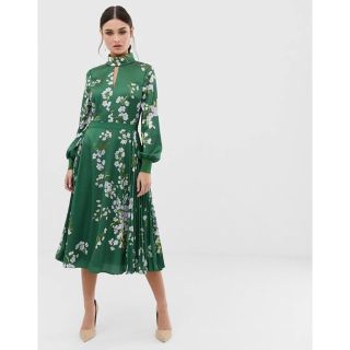 【12/18までの出品】TED BAKER 花柄ワンピース　ドレス　グリーン