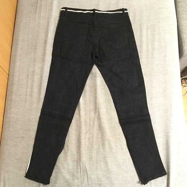 サイズが選べる ダメージデニム ブラック 黒 ラインパンツ ニーホール ダメージ メンズのパンツ(デニム/ジーンズ)の商品写真