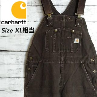 カーハート(carhartt)のCarhartt  ダック　ダブルニー　オーバーオール　一点物　焦げ茶　XL相当(サロペット/オーバーオール)