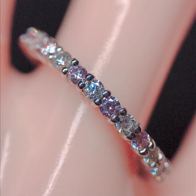 天然 ピンクダイヤモンド ハーフエタニティリング PT900 希少 ピンクダイヤ レディースのアクセサリー(リング(指輪))の商品写真