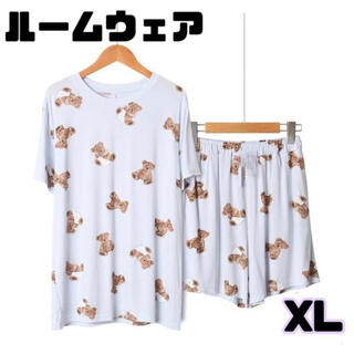 【SALE】ルームウェアパジャマ 上下セット ジェラピケ風 半袖 XLサイズ(ルームウェア)