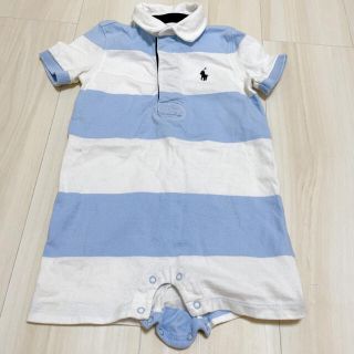 ラルフローレン(Ralph Lauren)のラルフローレン　ボーダーロンパース　水色　18M  85cm(ロンパース)