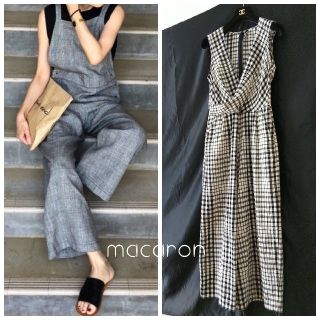 ザラ(ZARA)のザラZARAストラディバリウス チェック柄サロペット黒白ロンハーマンJJビームス(サロペット/オーバーオール)